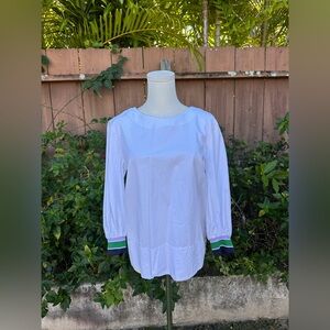 Tibi Tech Poplin Snap Top with Color-Blocked Cuffs Size 4